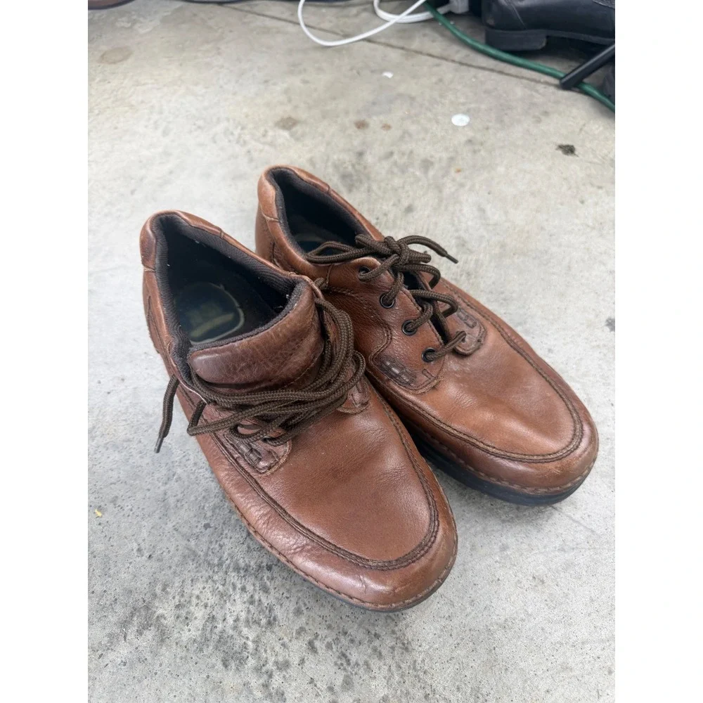 Vintage Low Boot Nunn Bush Mens Brown Leather Moc Toe Chunky Oxfords Size 10.5